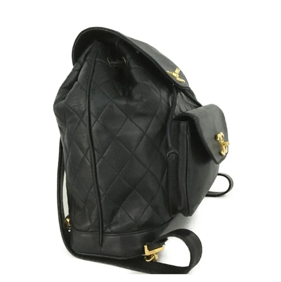 CHANEL Quilted Matelasse CC Logo Lambskin Backpack Black - Picture 2 of 11